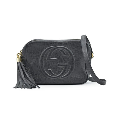 $1490 Gucci Pebbled Calfskin Small Soho Disco Bag Black