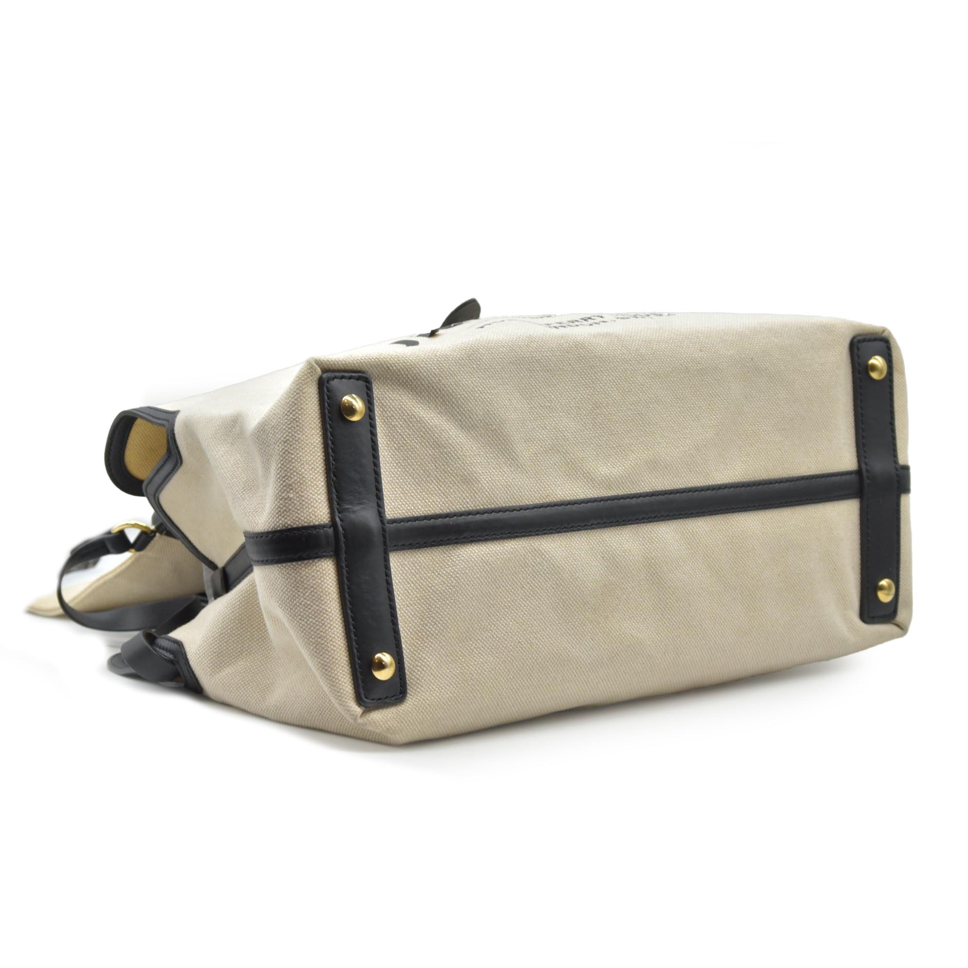 $2490 Burberry Cotton Soft Canvas Calfskin Medium Belt Tote Natural Black CONSIGNMENT