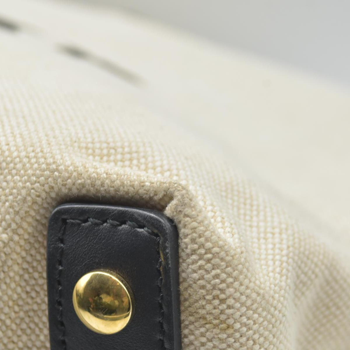 $2490 Burberry Cotton Soft Canvas Calfskin Medium Belt Tote Natural Black