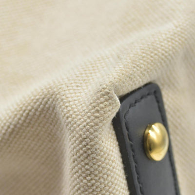 $2490 Burberry Cotton Soft Canvas Calfskin Medium Belt Tote Natural Black CONSIGNMENT