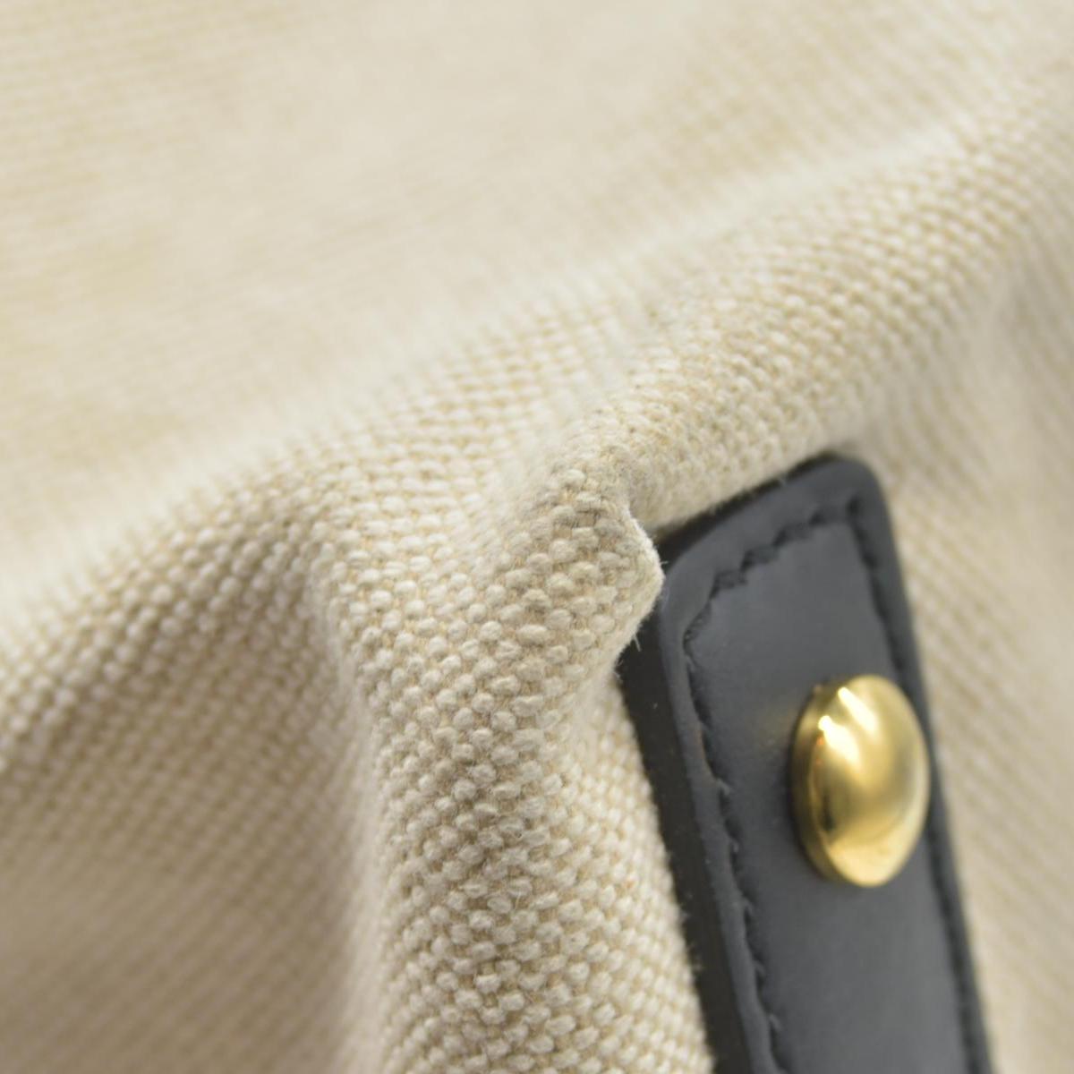 $2490 Burberry Cotton Soft Canvas Calfskin Medium Belt Tote Natural Black