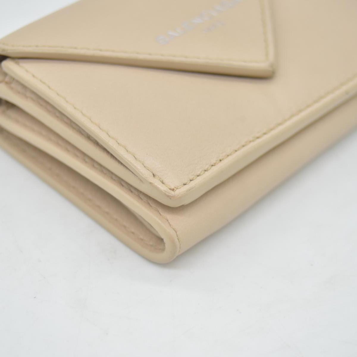 $450 BALENCIAGA Envelope Trifold Compact Wallet Beige CONSIGNMENT 10020290