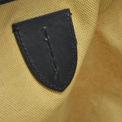 $2490 Burberry Cotton Soft Canvas Calfskin Medium Belt Tote Natural Black