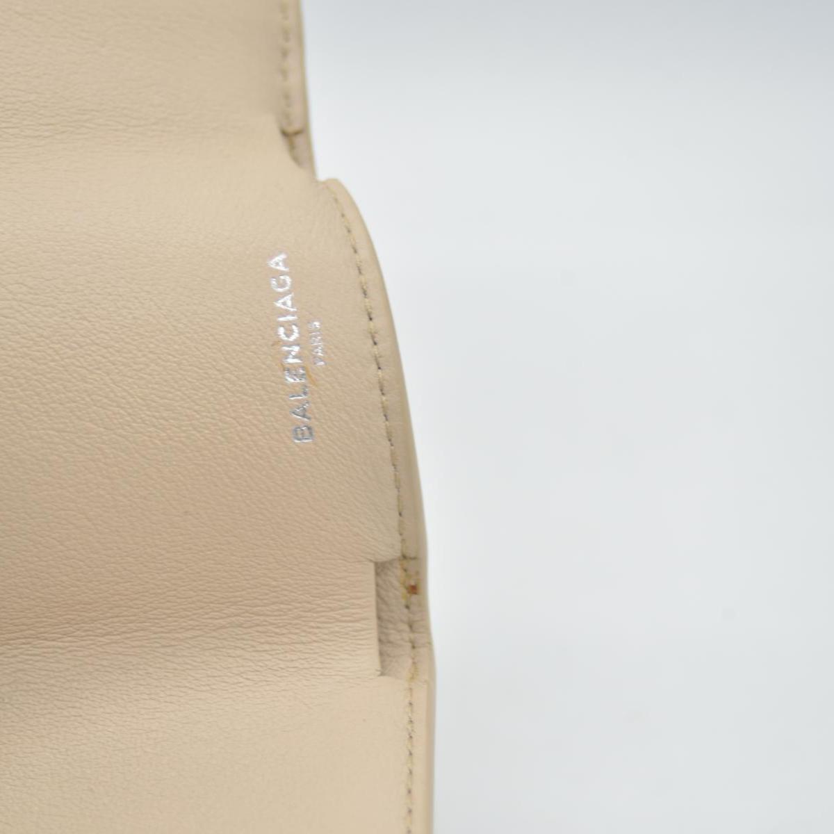 $450 BALENCIAGA Envelope Trifold Compact Wallet Beige CONSIGNMENT 10020290
