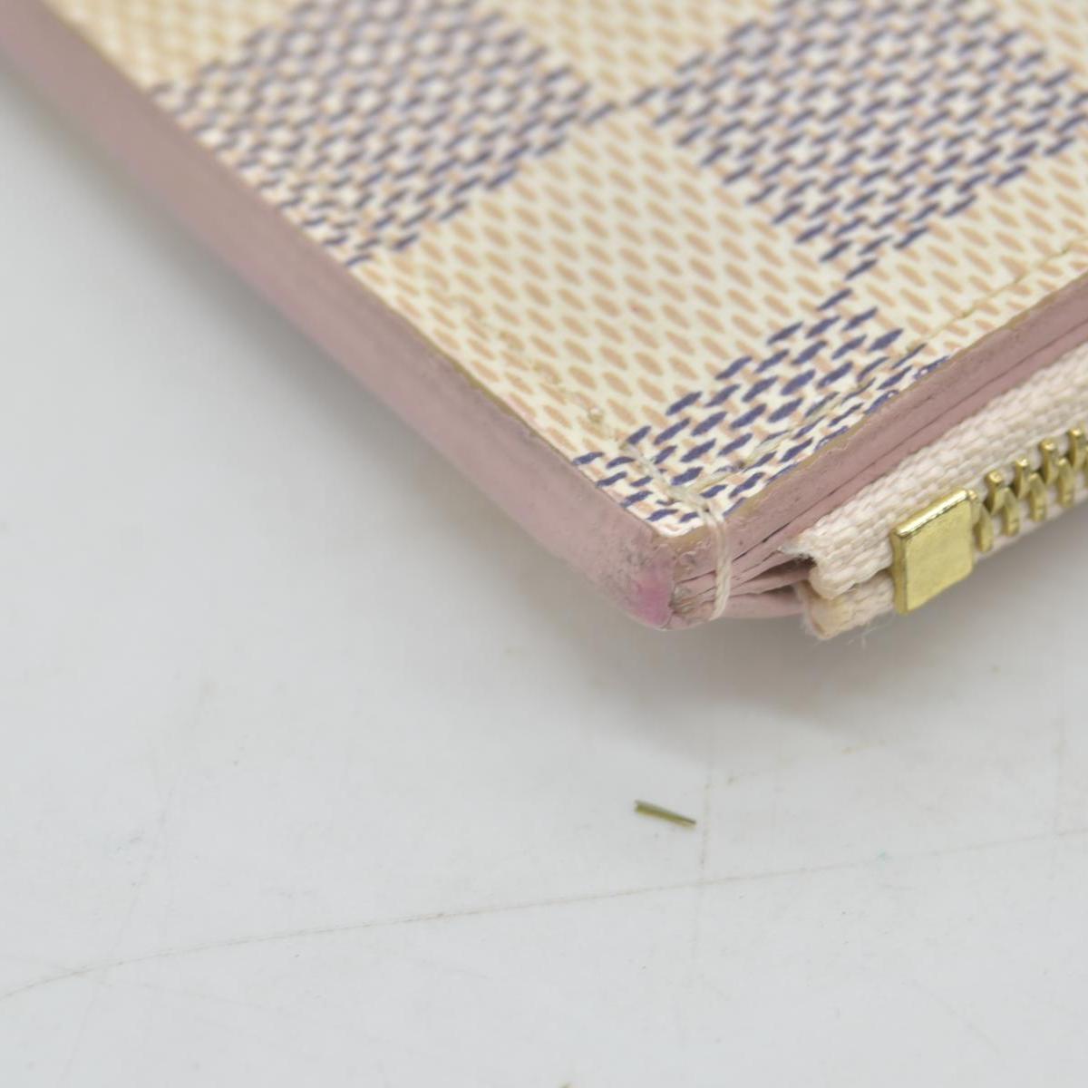 $675 Louis Vuitton Damier Azur Recto Verso Card Holder Rose Ballerine