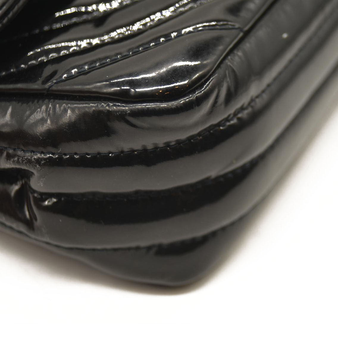 Chanel Patent Chevron Quilted Medium Double Flap Black