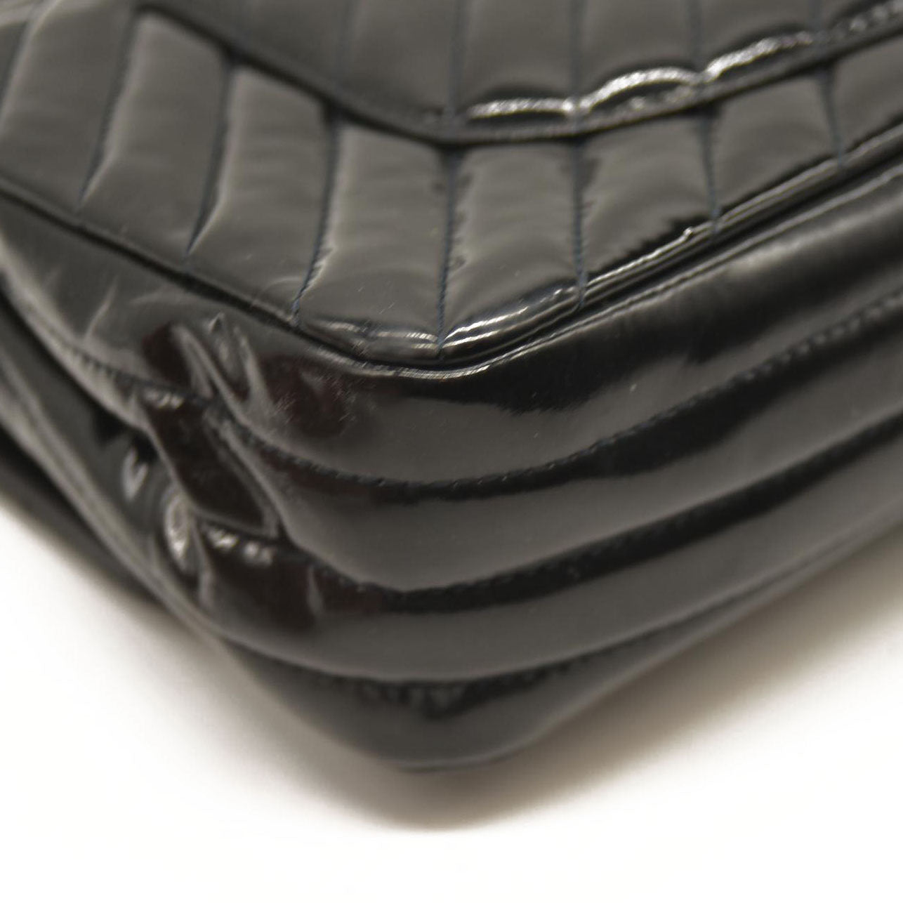 Chanel Patent Chevron Quilted Medium Double Flap Black