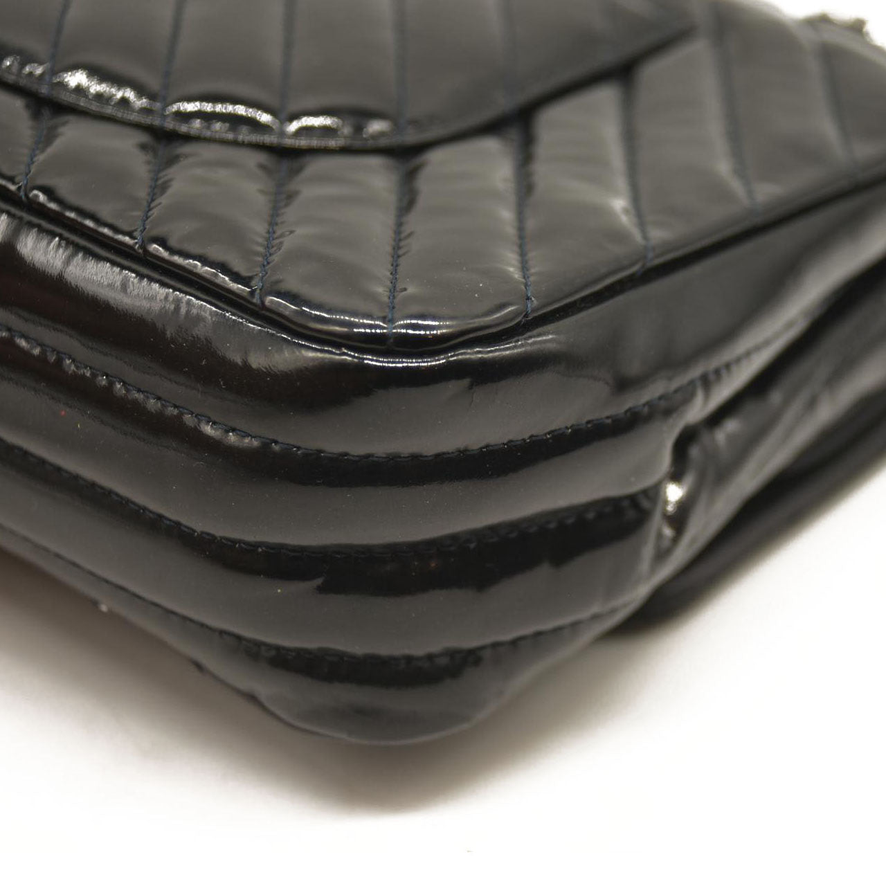 Chanel Patent Chevron Quilted Medium Double Flap Black