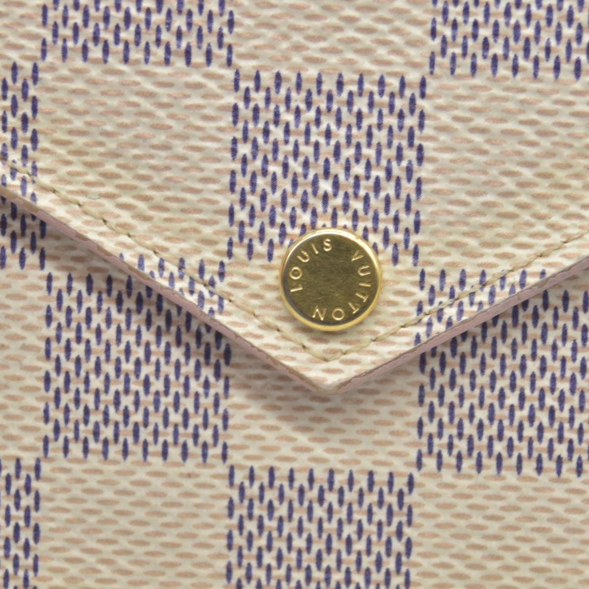 $675 Louis Vuitton Damier Azur Recto Verso Card Holder Rose Ballerine