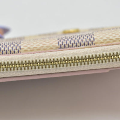 $675 Louis Vuitton Damier Azur Recto Verso Card Holder Rose Ballerine