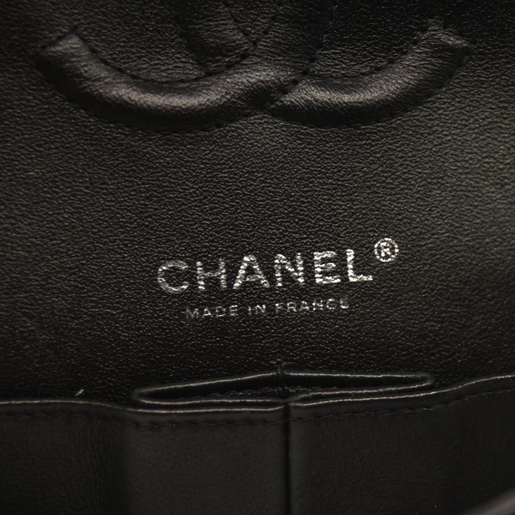 Chanel Patent Chevron Quilted Medium Double Flap Black