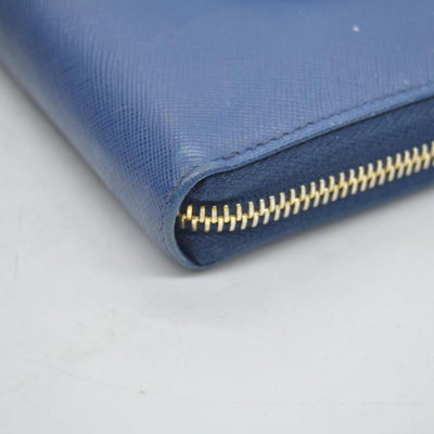 $695 PRADA Saffiano Bow Wallet Blue CONSIGNMENT