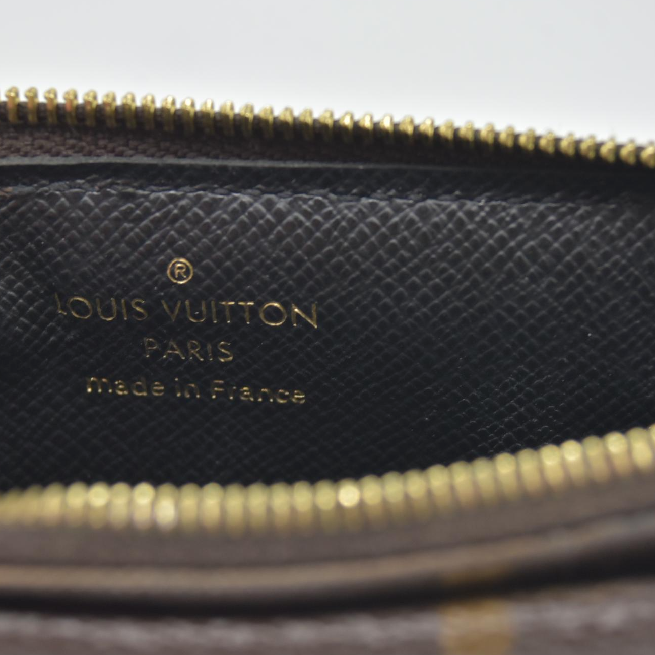 $675 Louis Vuitton  Monogram Recto Verso Card Holder Black RFID Missing Chain