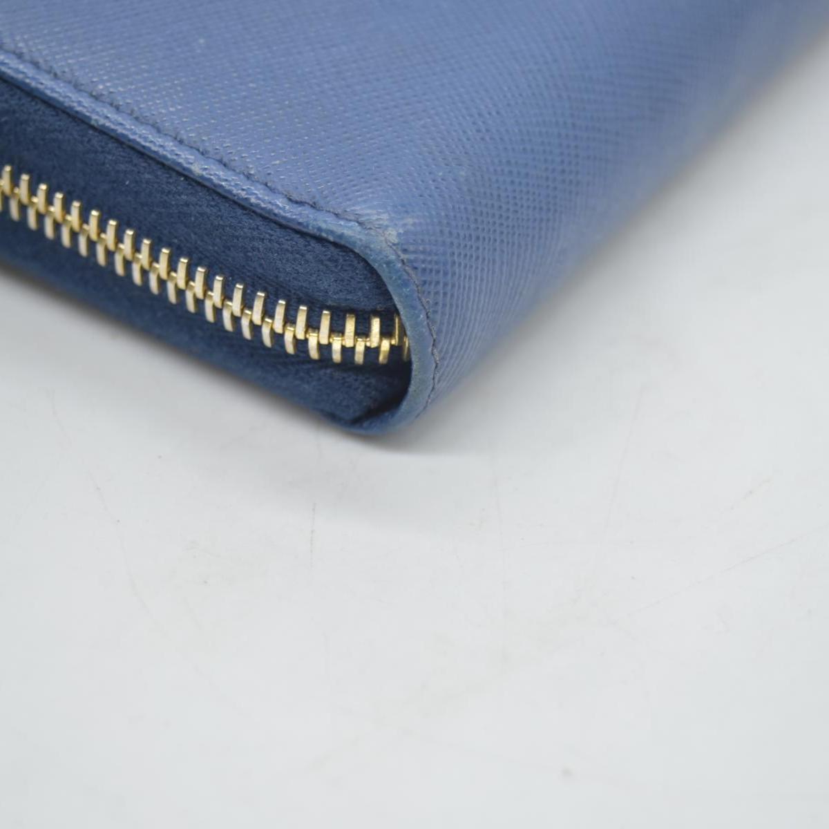 $695 PRADA Saffiano Bow Wallet Blue CONSIGNMENT