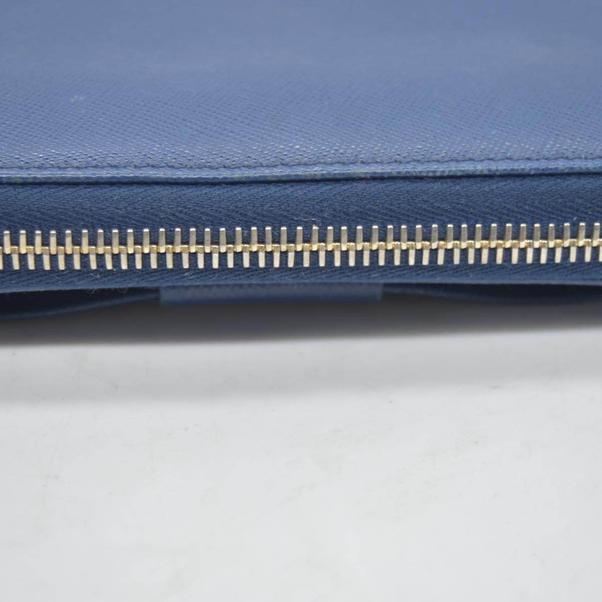 $695 PRADA Saffiano Bow Wallet Blue CONSIGNMENT