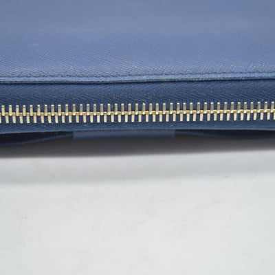 $695 PRADA Saffiano Bow Wallet Blue CONSIGNMENT