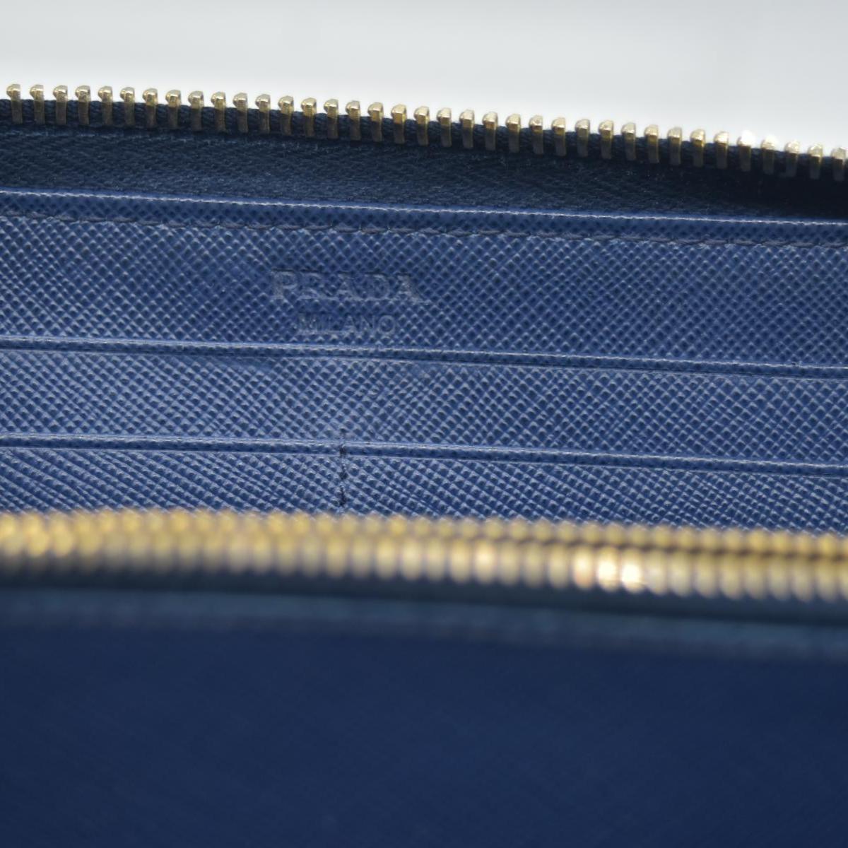 $695 PRADA Saffiano Bow Wallet Blue CONSIGNMENT