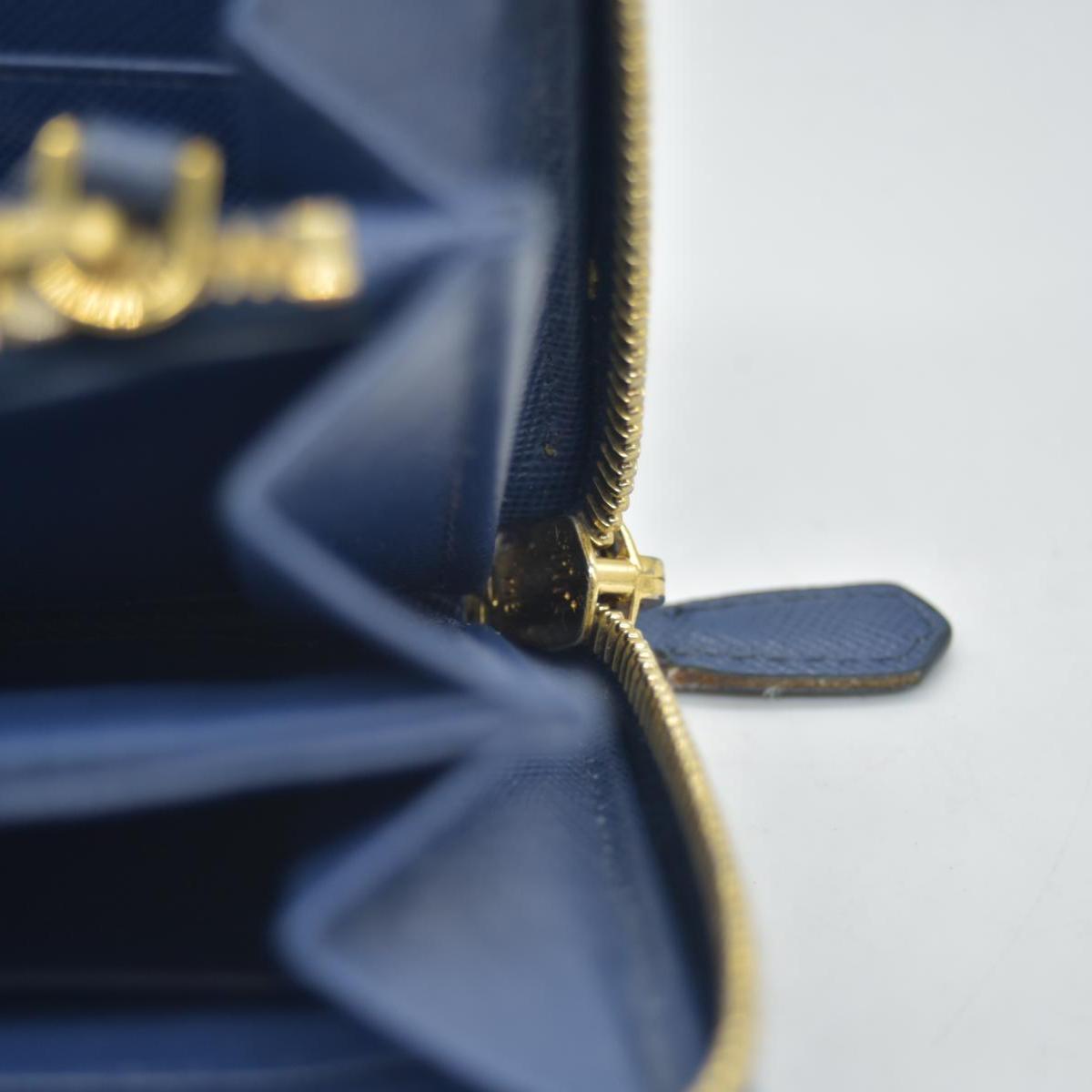 $695 PRADA Saffiano Bow Wallet Blue CONSIGNMENT