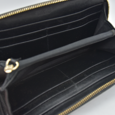 $595 Jimmy Choo CONSIGNMENT Wallet Black Zip Around Petrol Patent