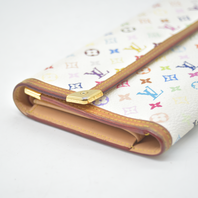 $795 2004 Louis Vuitton White Murakami Multicolor Porte Tresor International Wallet TH0034 CONSIGNMENT