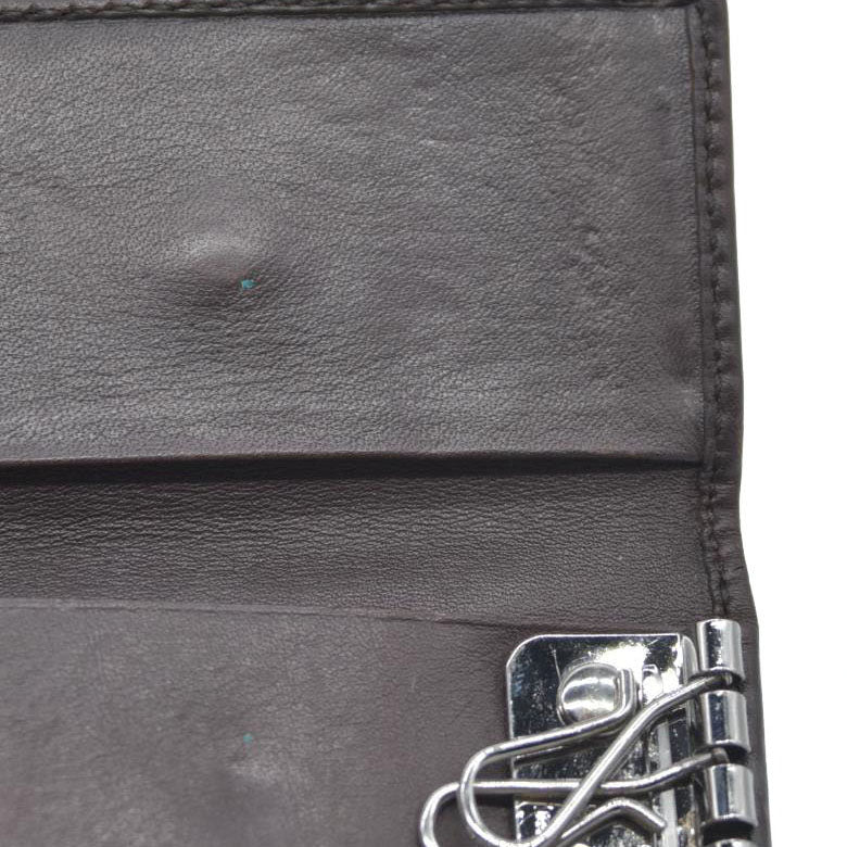 GUCCI Double G Leather 6 Ring Key Case Brown