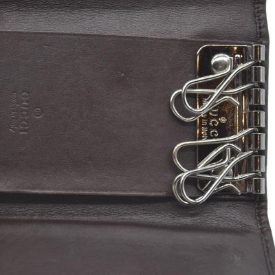 GUCCI Double G Leather 6 Ring Key Case Brown