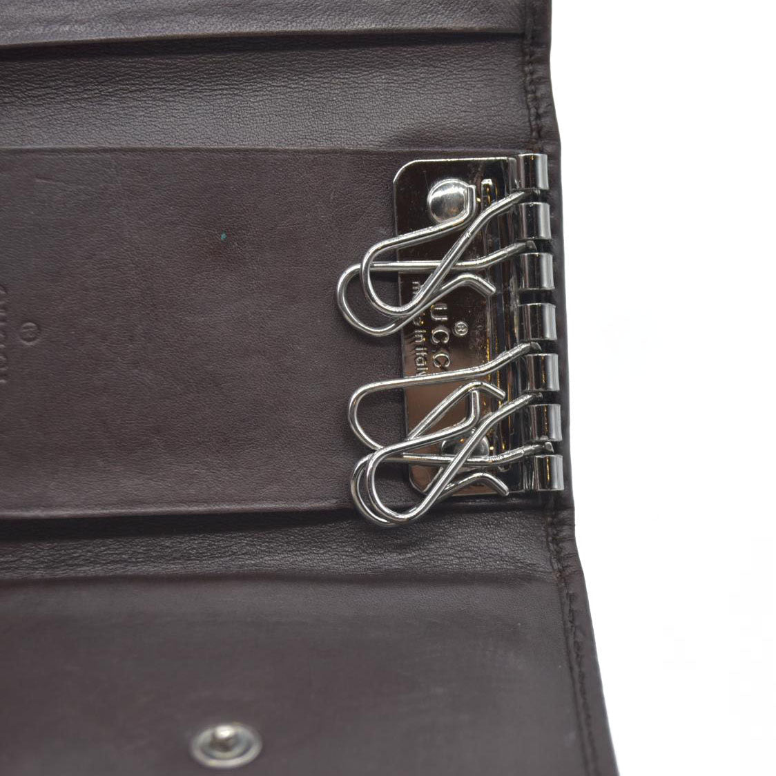 GUCCI Double G Leather 6 Ring Key Case Brown