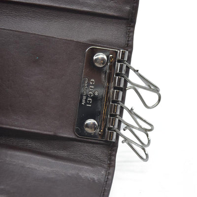 GUCCI Double G Leather 6 Ring Key Case Brown
