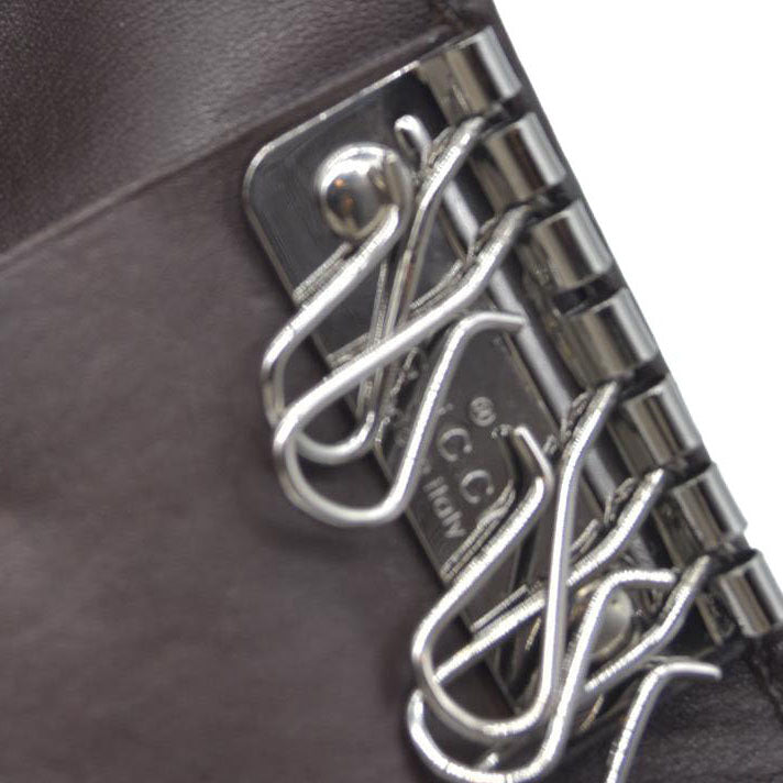 GUCCI Double G Leather 6 Ring Key Case Brown