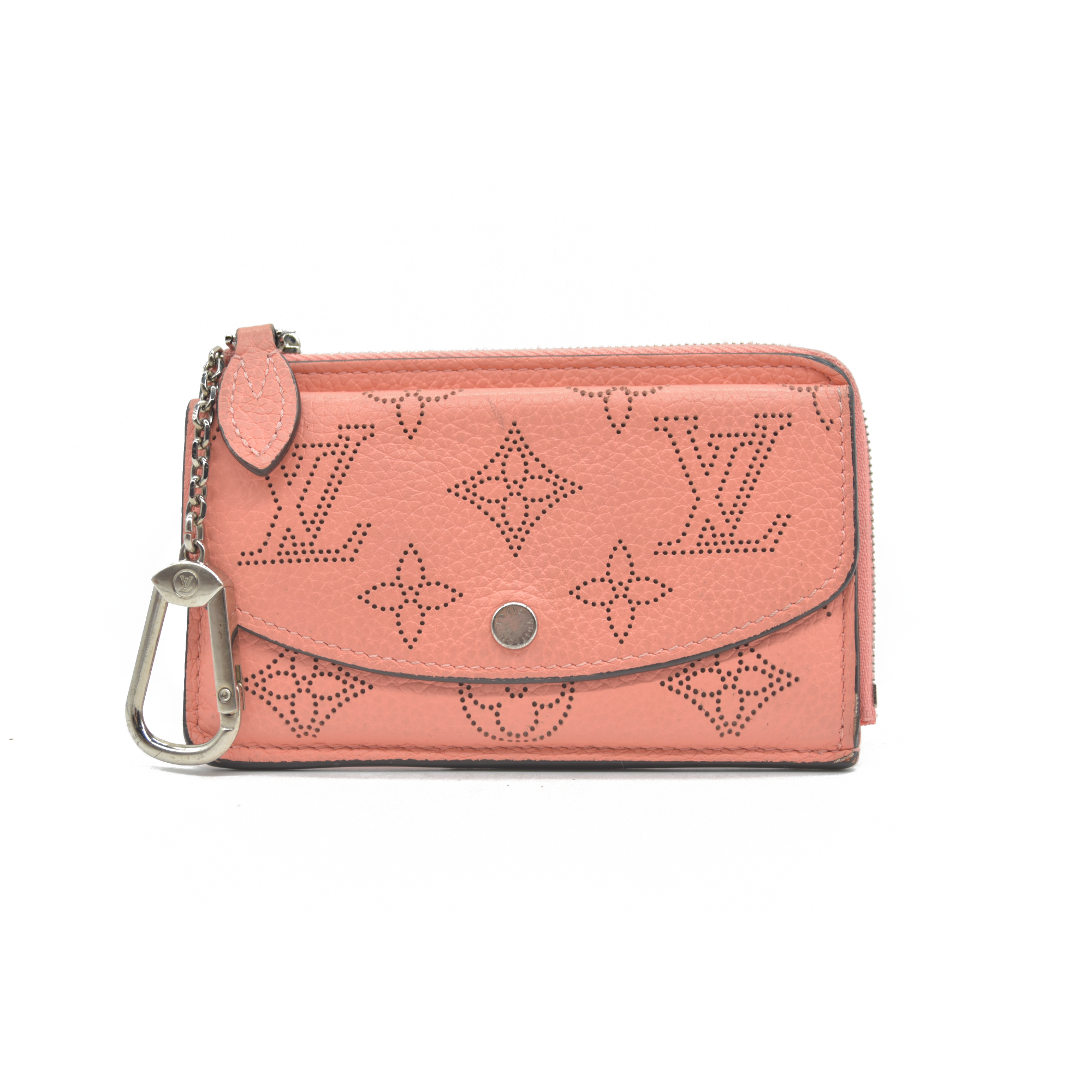 AUCTION $870 Louis Vuitton Mahina Recto Verso Card Holder Coral Leather