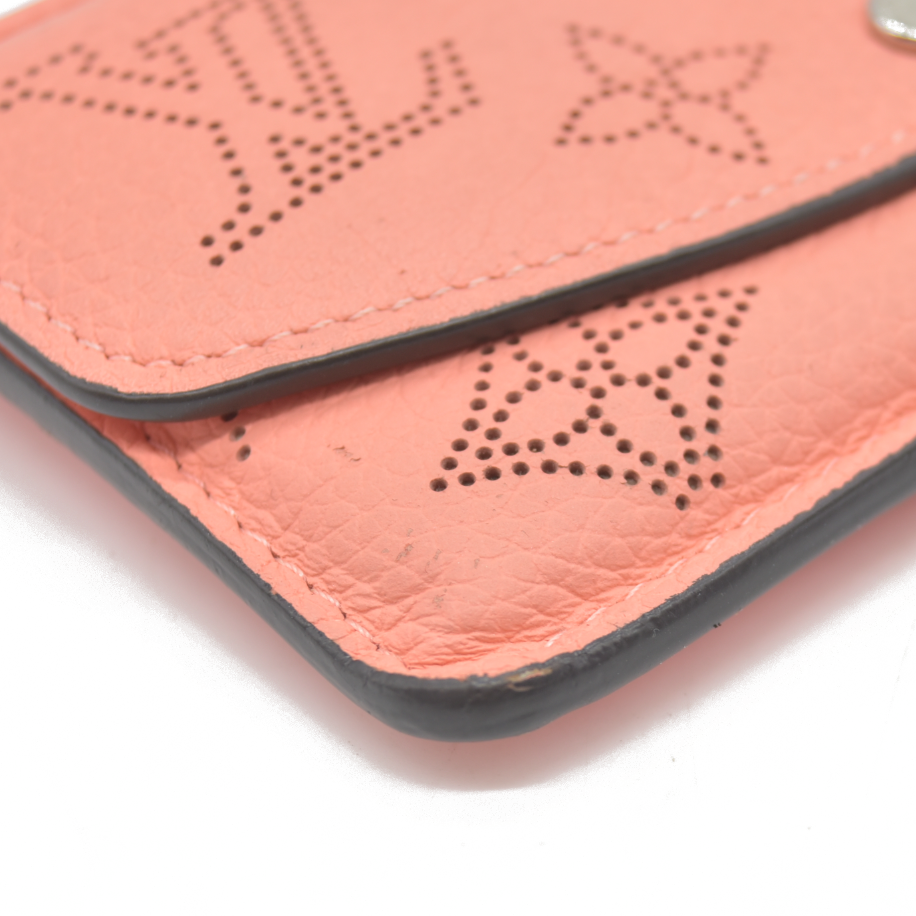 AUCTION $870 Louis Vuitton Mahina Recto Verso Card Holder Coral Leather