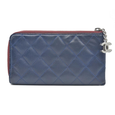 Chanel Long Quilted Charm Wallet CC Navy Blue CONSIGNMENT