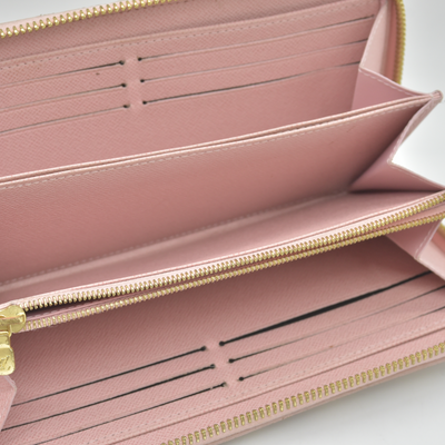 $915 2019 Louis Vuitton Damier Azur Zippy Wallet Rose Ballerine SD0159