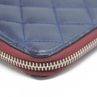 Chanel Long Quilted Charm Wallet CC Navy Blue CONSIGNMENT