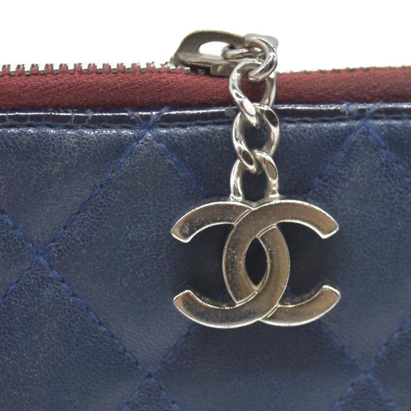 Chanel Long Quilted Charm Wallet CC Navy Blue CONSIGNMENT