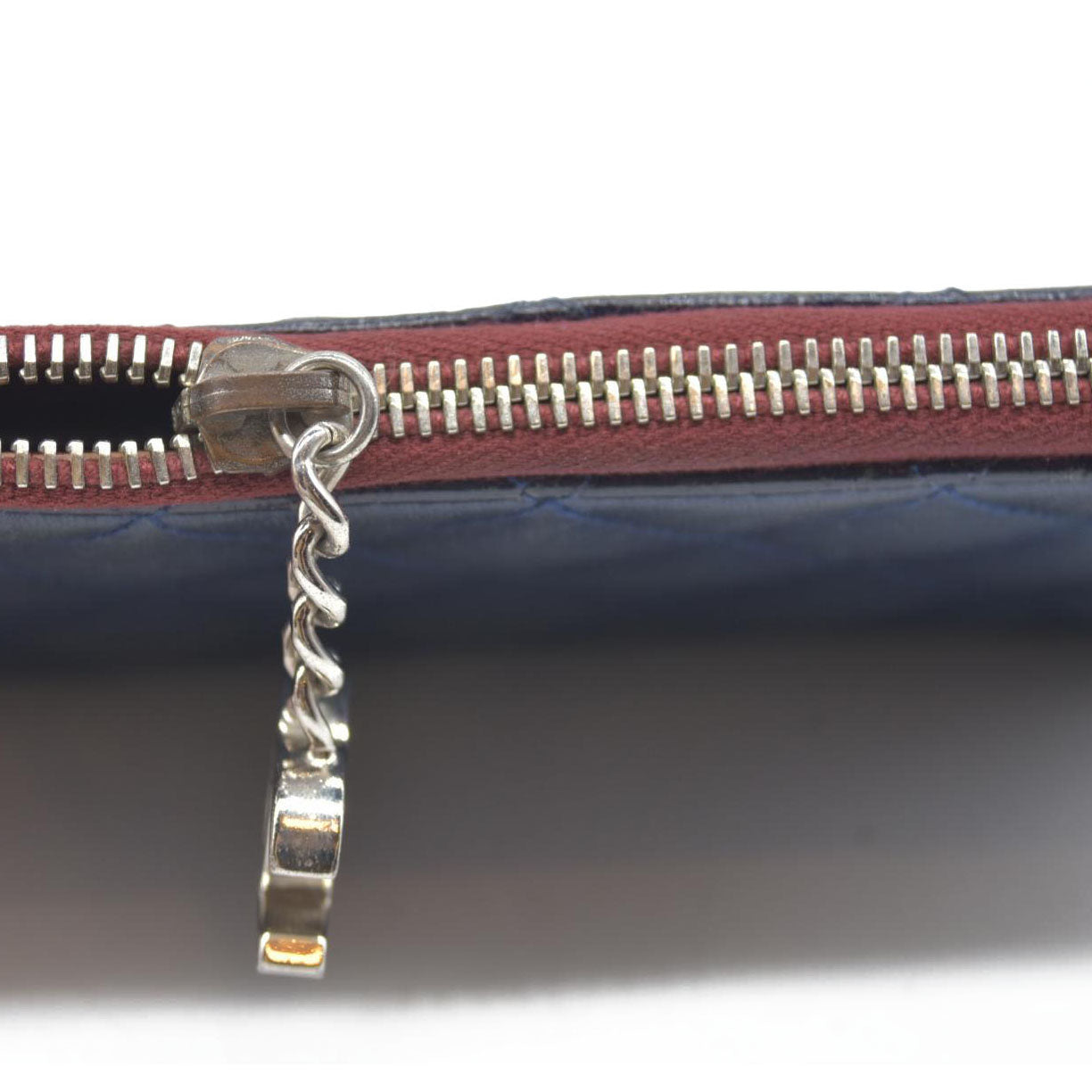 Chanel Long Quilted Charm Wallet CC Navy Blue CONSIGNMENT