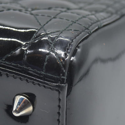$6700 CHRISTIAN DIOR Cannage Medium Lady Dior Black