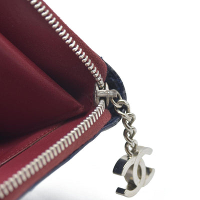 Chanel Long Quilted Charm Wallet CC Navy Blue CONSIGNMENT