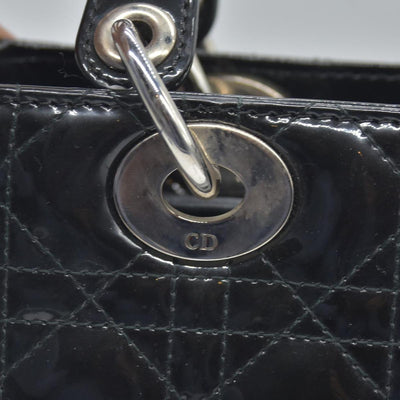 $6700 CHRISTIAN DIOR Cannage Medium Lady Dior Black