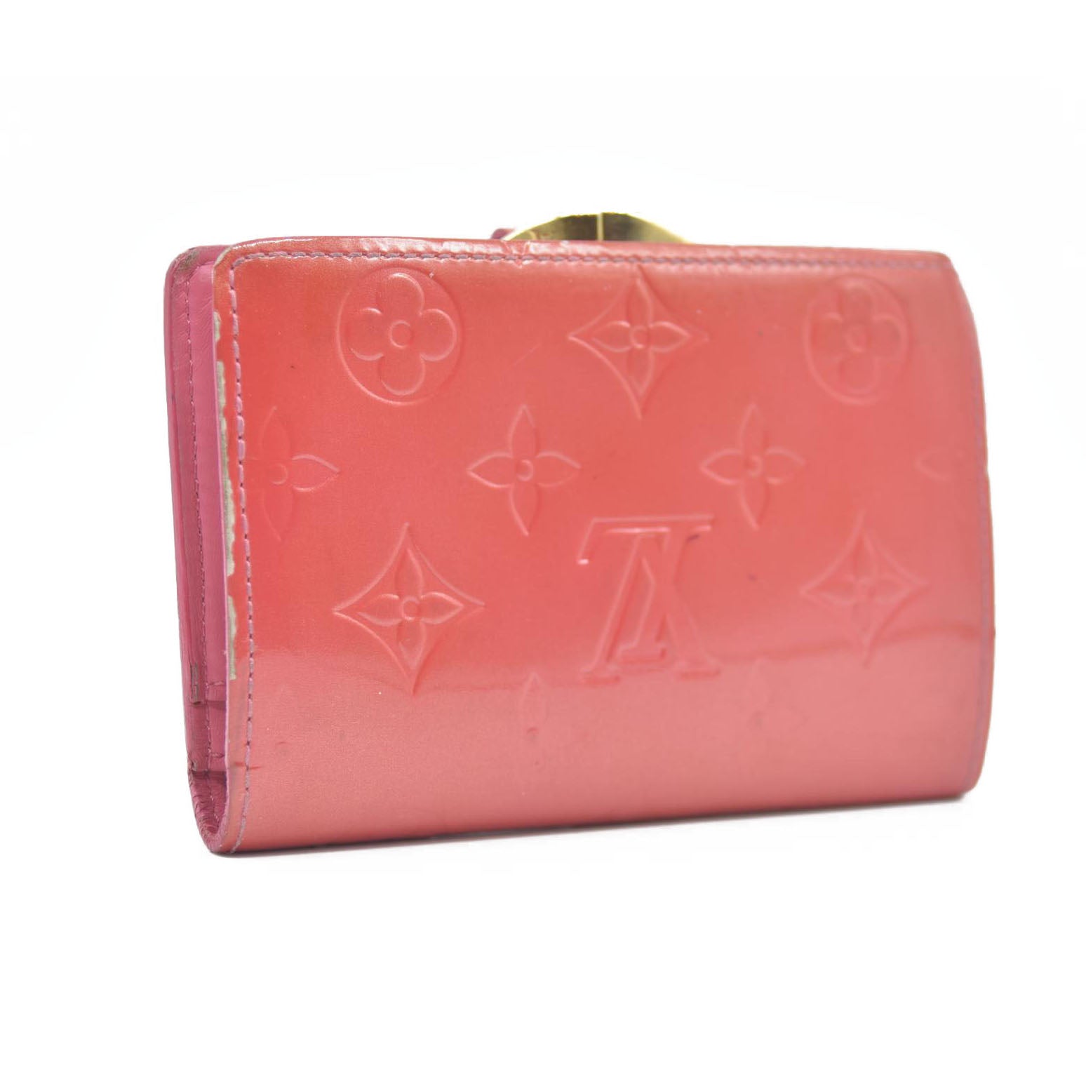 $935 Louis Vuitton Vernis French Purse Wallet Pink Viennois MI1005