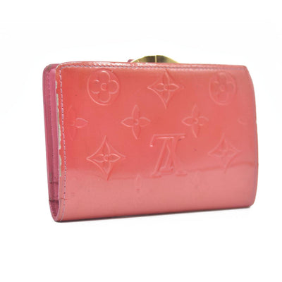 $935 Louis Vuitton Vernis French Purse Wallet Pink Viennois MI1005