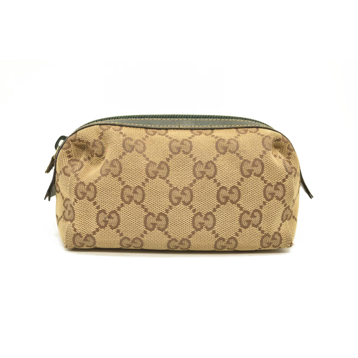 USED GUCCI Monogram Small Balthus Cosmetic Case Beige Green