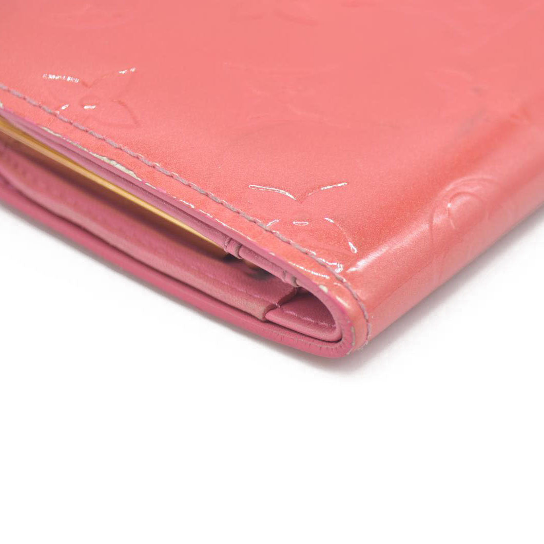 $935 Louis Vuitton Vernis French Purse Wallet Pink Viennois MI1005