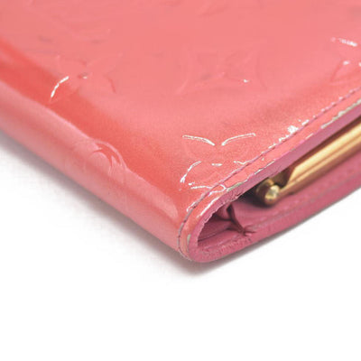 $935 Louis Vuitton Vernis French Purse Wallet Pink Viennois MI1005
