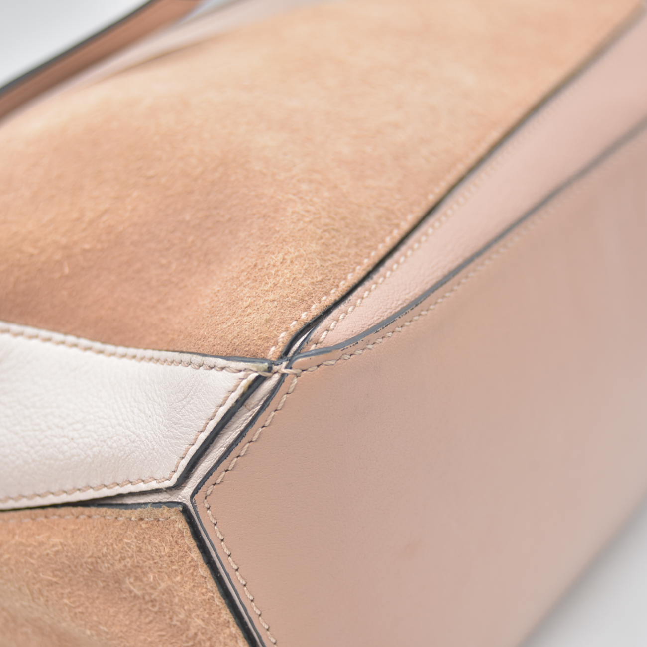 $3850 2017 Loewe Calfskin Suede Small Puzzle Bag Blush