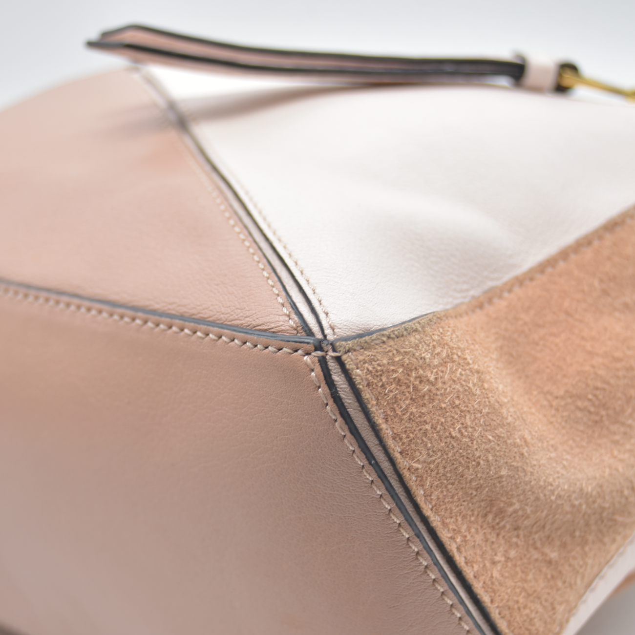 $3850 2017 Loewe Calfskin Suede Small Puzzle Bag Blush