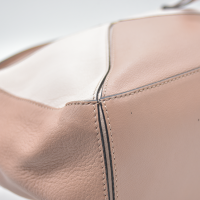 $3850 2017 Loewe Calfskin Suede Small Puzzle Bag Blush