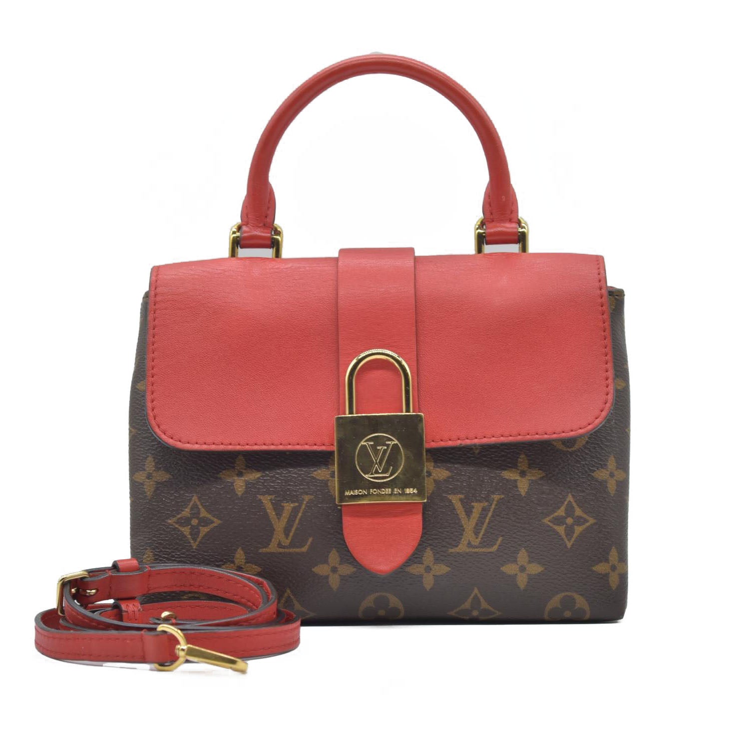 $2270 2019 Louis Vuitton Monogram Locky BB Coquelicot AA4199