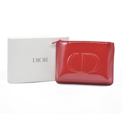 Dior Beauty GWP Red Patent Trousse Pouch – Embossed CD Logo Consignment