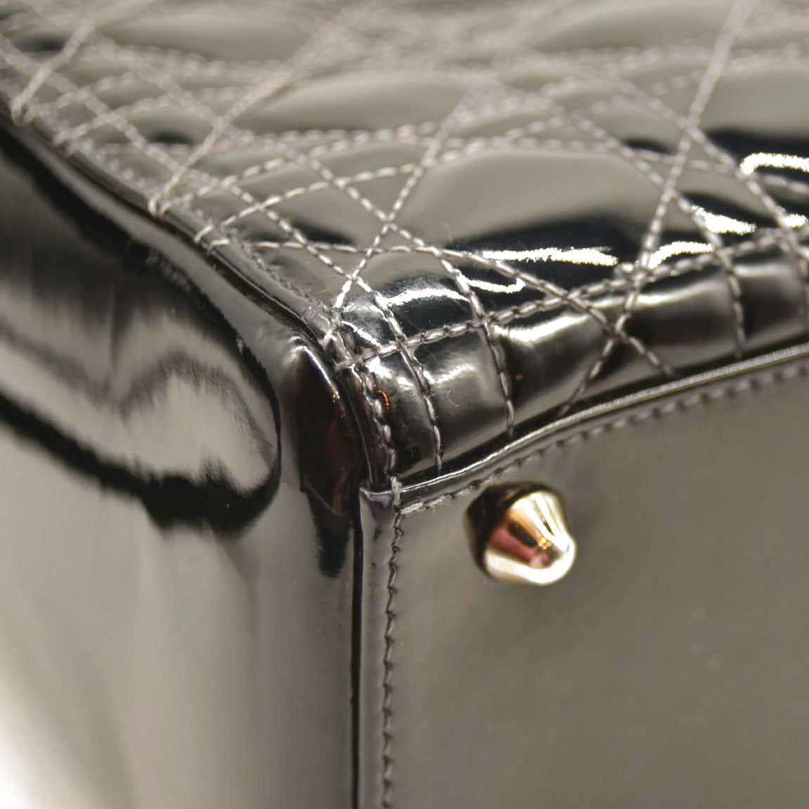 Christian Dior  Crinkled Patent Cannage Large Lady Dior Black